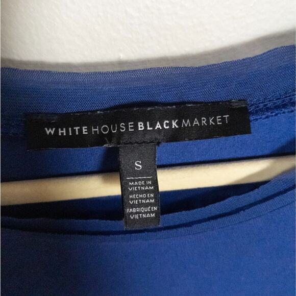 WHBM White House Black Market Blue Cold Shoulder Knee Length Dress Women's Small - Picture 4 of 6